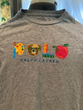Ralph Lauren Kids Gray 'Polo' Graphic Tee